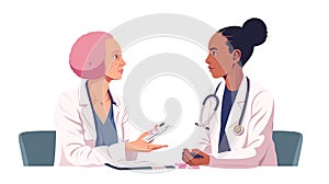 Female oncologist discussing treatment options with a cancer patient