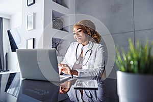 Female online doctor having consultation with patient