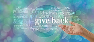 GIVE BACK word tag cloud photo