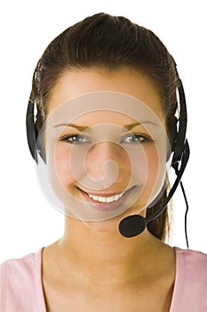 Female operator with headset