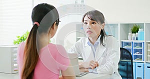 Female ophthalmologist and patient