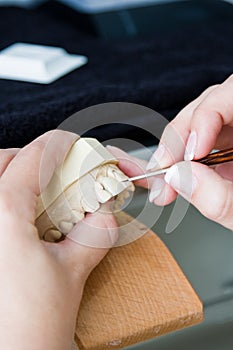 Female orthodontist working