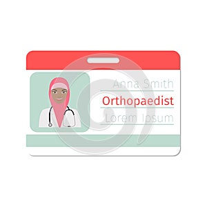 Female orthopaedist medical specialist badge photo