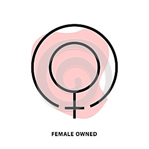 Female owned linear icon design for application or web design template. Vector line icon with blot shape background