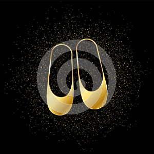 female pair of shoes gold icon. Vector illustration of golden particle background