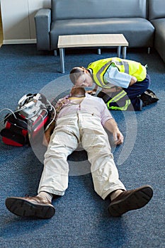 Female paramedic during cardiopulmonary resuscitation training