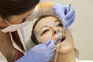 Female patient at dentists office