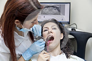 Female patient at dentists office