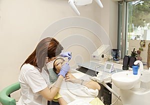 Female patient at dentists office