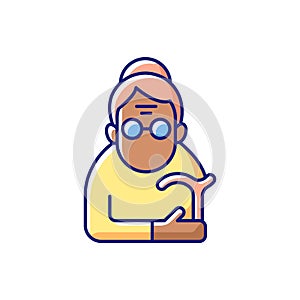 Female pensioner RGB color icon