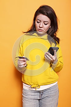 Female person doing online shopping