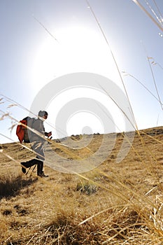 Female person walking in summer fall