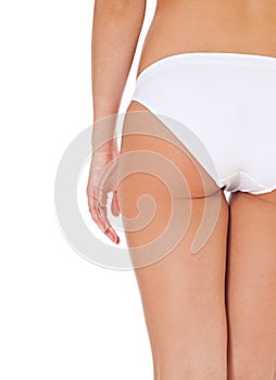 Female person in white panties