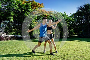 Female personal trainer at the park