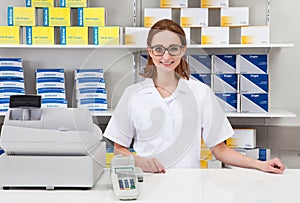 Female pharmacist in pharmacy