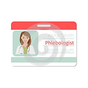 Female phlebologist medical specialist badge