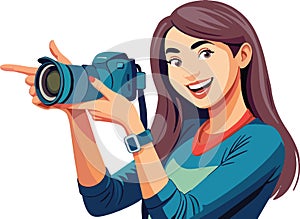 Female photographer with camera illustration-