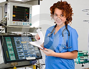 Female physician in intensive care unit