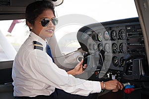 Female Pilot in the Cockpit