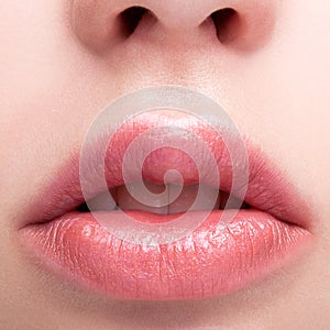 Female pink plump lips makeup