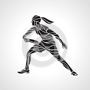 Female player is playing Ultimate Frisbee, vector photo