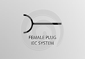Female Plug IEC System Symbol, Vector symbol design. Engineering Symbols.