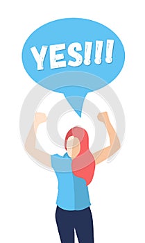 Female in a pose of success saying YES