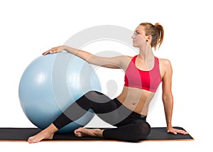 Female Posing with Fitness Ball