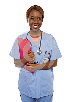 Female practitioner ready to assist senior doctor photo