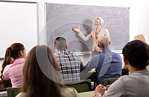 Female professor teaching refresher courses