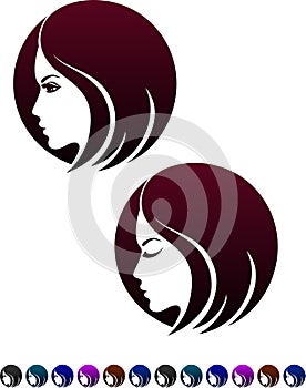 Female profile, symbol of female hairstyles