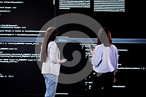 Female Programmer Developing Website on Office Computer