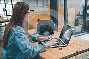 Female programmer working on coding, software development and web design.Concept technology development