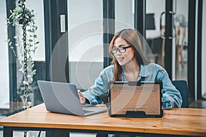 Female programmer working on coding, software development and web design.Concept technology development