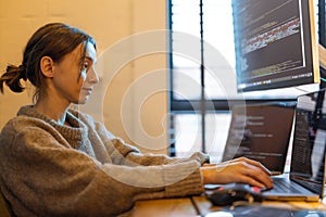 Female programmer works from home