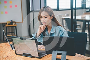 Female programmers are thinking and planning to work on programming, software coding and web design.Concept technology development