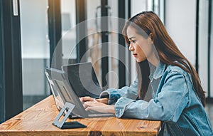 Female programmers are thinking and planning to work on programming, software coding and web design.Concept technology development