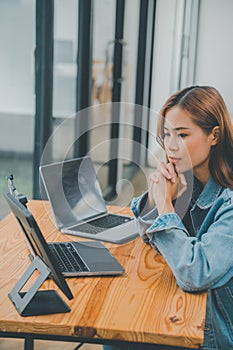 Female programmers are thinking and planning to work on programming, software coding and web design.Concept technology development