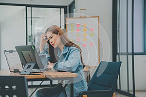 Female programmers are thinking and planning to work on programming, software coding and web design.Concept technology development