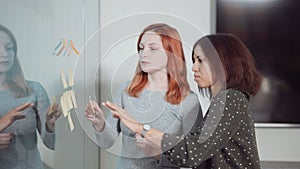 Female project managers monitoring tasks on Agile board