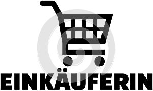 Female purchaser with shopping cart - german job title