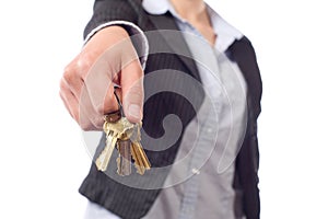 Female real estate agent keys