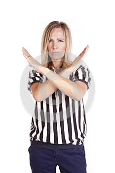Female referee arms crossed