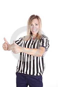 Female referee thumbs up