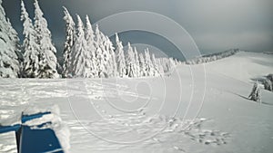 Female relax on ski resort enjoy winter landscape