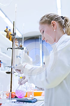 Female researcher in a chemistry lab