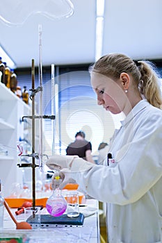 Female researcher in a chemistry lab