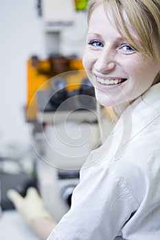 Female researcher doing research in a lab