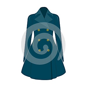 female restrained coat buttoned. Women s outerwear..Woman clothes single icon in cartoon style vector symbol stock