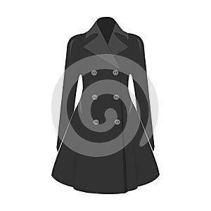 female restrained coat buttoned. Women s outerwear..Woman clothes single icon in monochrome style vector symbol